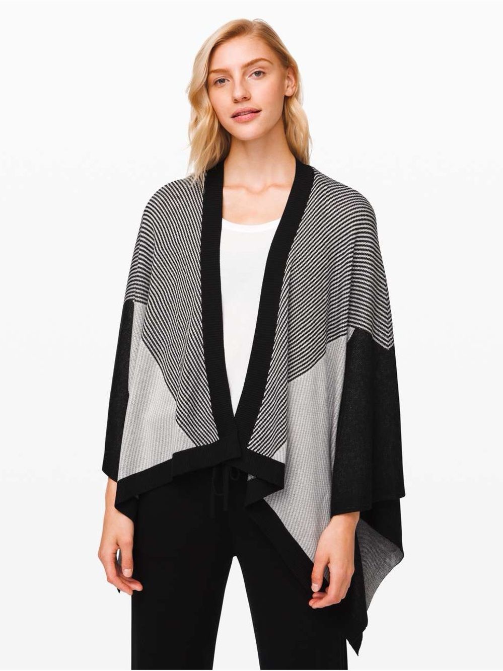 Lululemon Here For Serenity Wrap Poncho - Black / White / Silver Drop